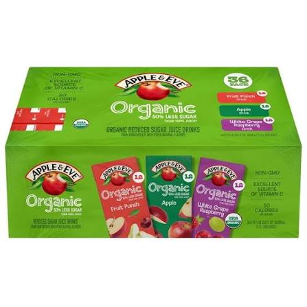Apple & Eve Organic Reduced Sugar Variety Pack, 6.75 fl. oz., 36 pk.