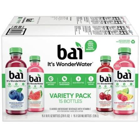 Bai Wonderwater Flavors Variety Pack, 15 pk./18 fl. oz.