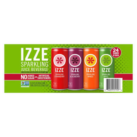 IZZE Sparkling Juice Beverage Variety Pack, 8.4 fl. oz., 24-Count