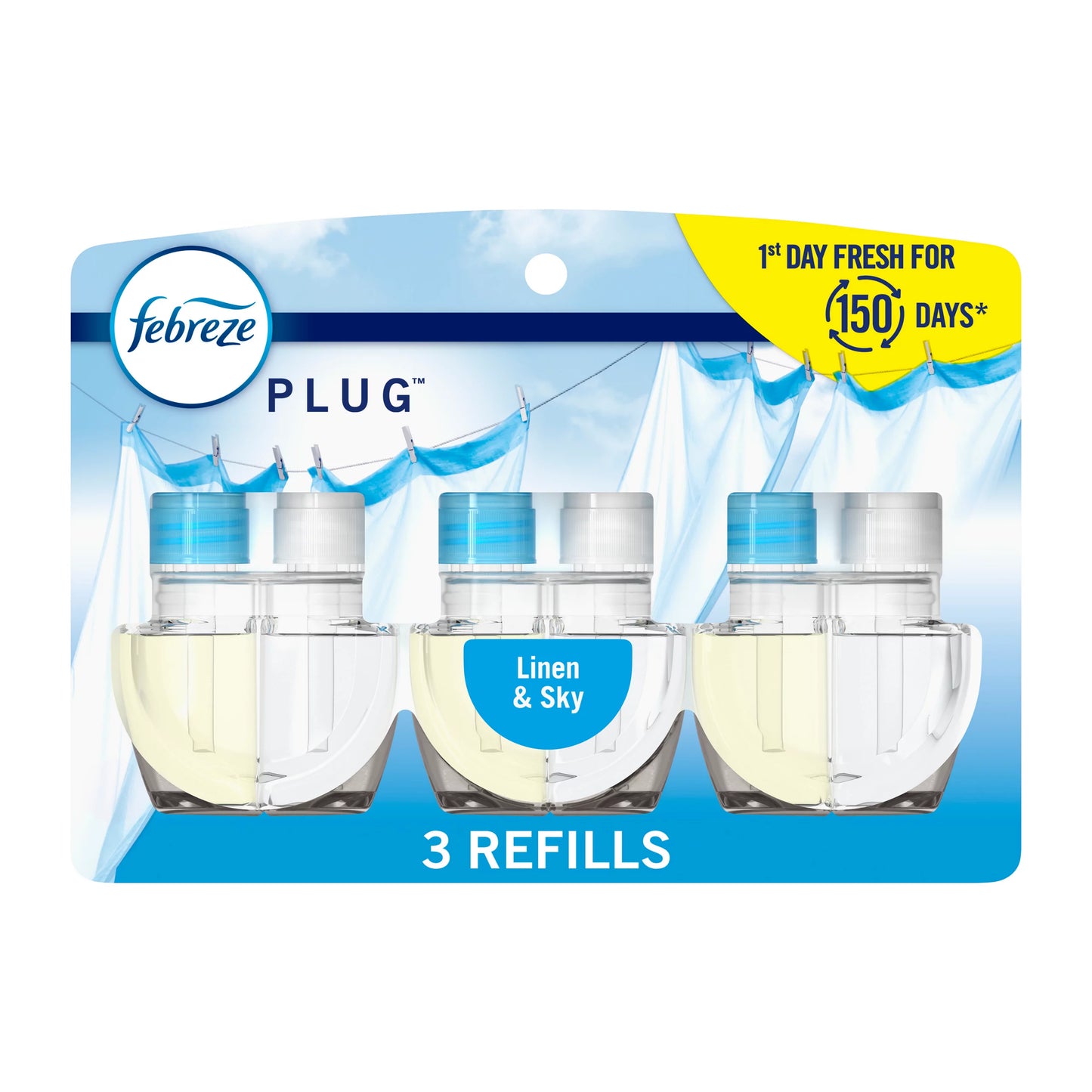 Febreze Plug In Air Freshener Scented Oil Refill Linen & Sky 2.63 fl. oz.