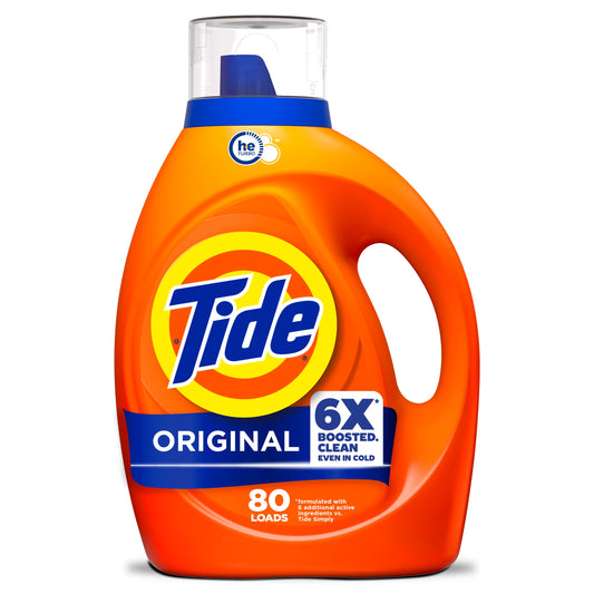 Tide Laundry Detergent Liquid, Original Scent, 80 Loads 100 fl. oz.