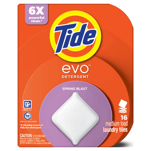 Tide evo Laundry Detergent Tiles, Spring Blast 16 ct.