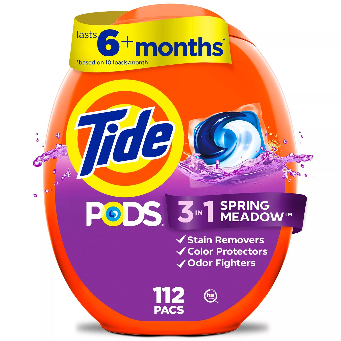 Tide Fabric care PODS Laundry Detergent Soap Pacs Spring Meadow Scent 112 ct.