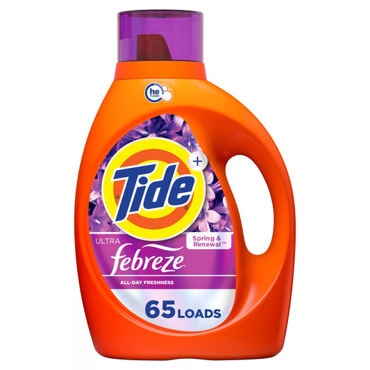 Tide Ultra Febreze Liquid Laundry Detergent, Spring and Renewal scent, 65 Loads 92 fl. oz.