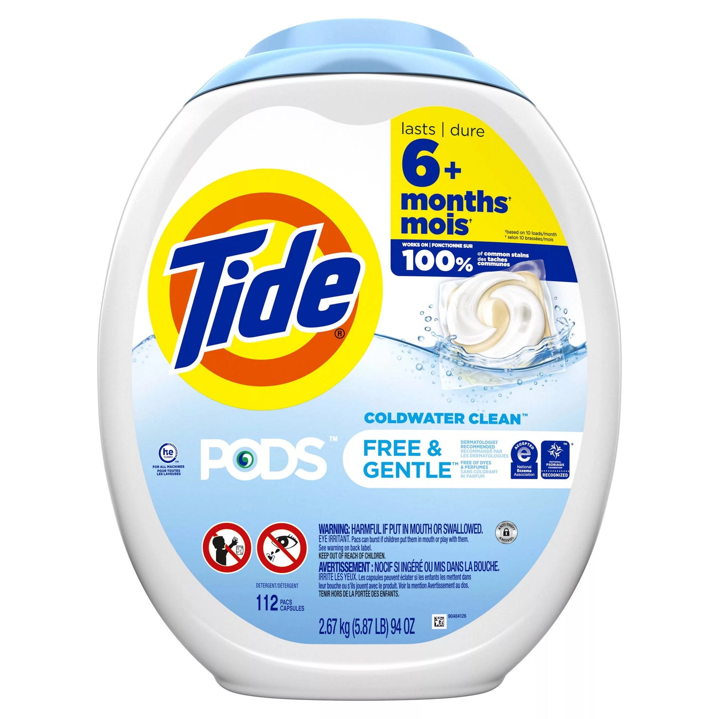 Tide PODS Free & Gentle Liquid Laundry Detergent Soap Pacs 112 ct.