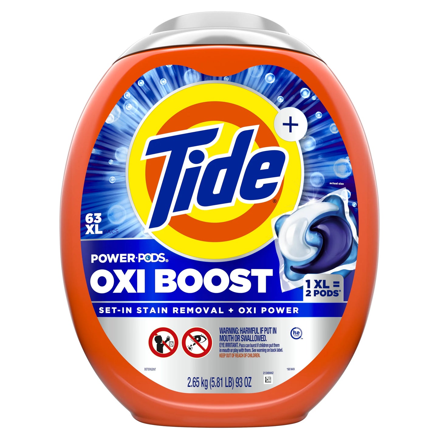 Tide Oxi Boost Power PODS Laundry Detergent Pacs 63 ct.