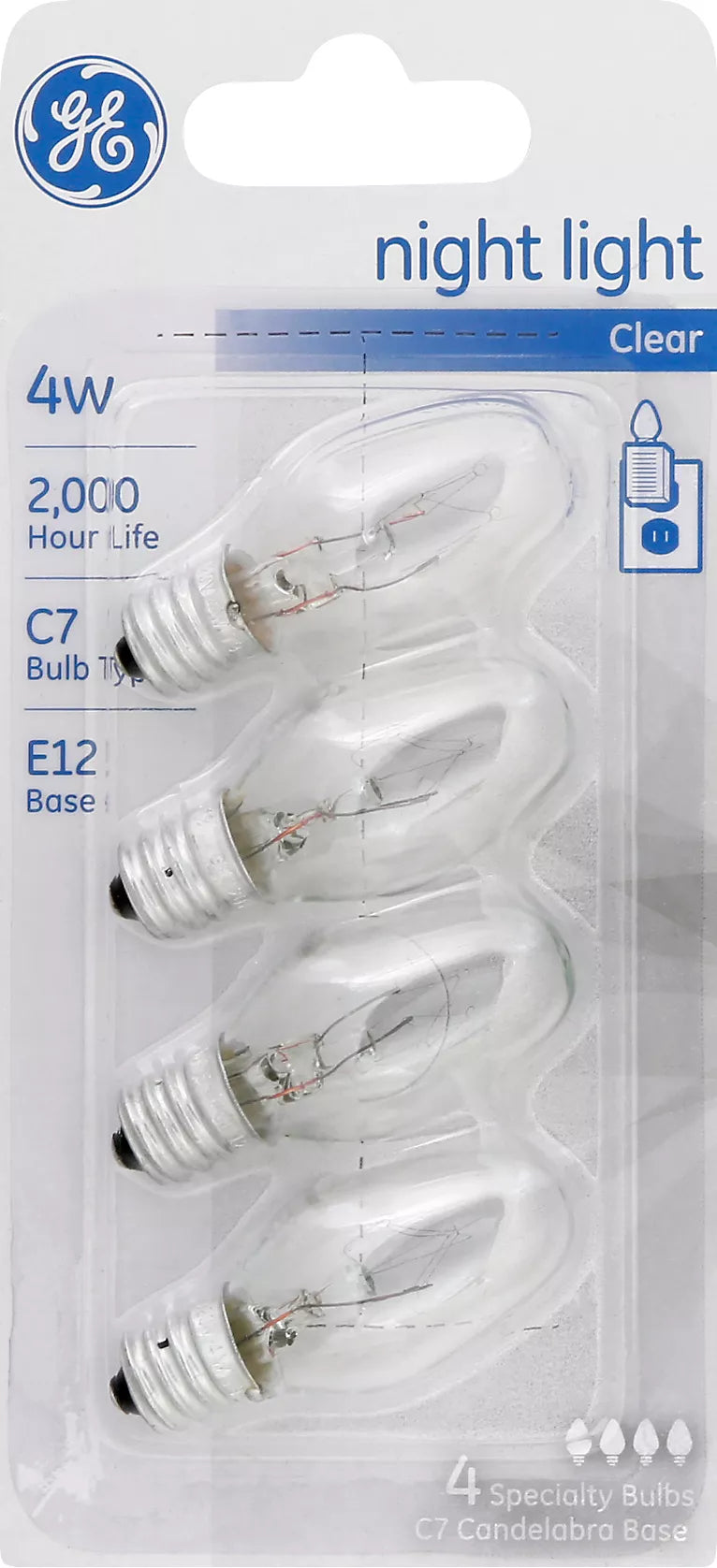 GE Light Bulbs, Night Light, Clear, 4 Watts 4 each