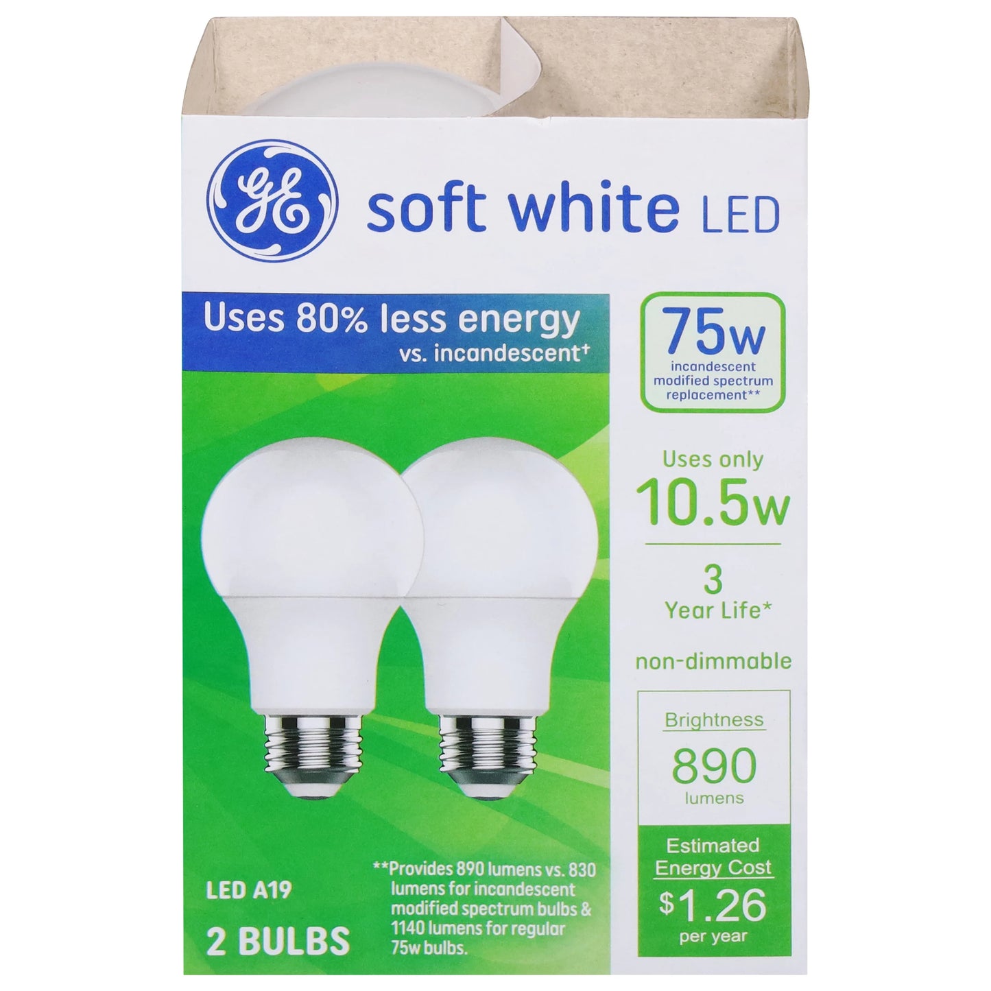 GE Bulbs, LED, Soft White, 75 Watts 2 each