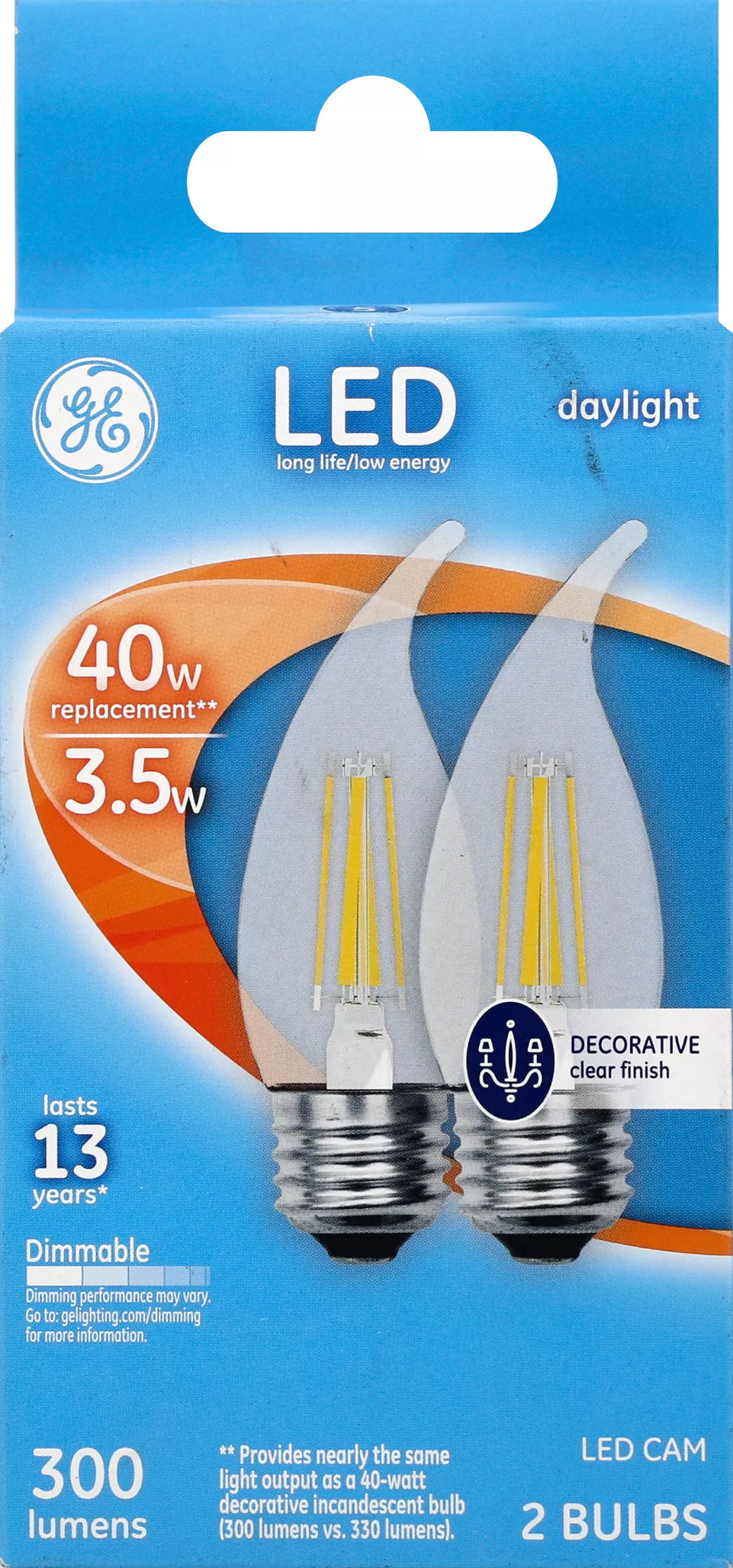 GE Light Bulbs, LED, Daylight, 3.5 Watts 2 each