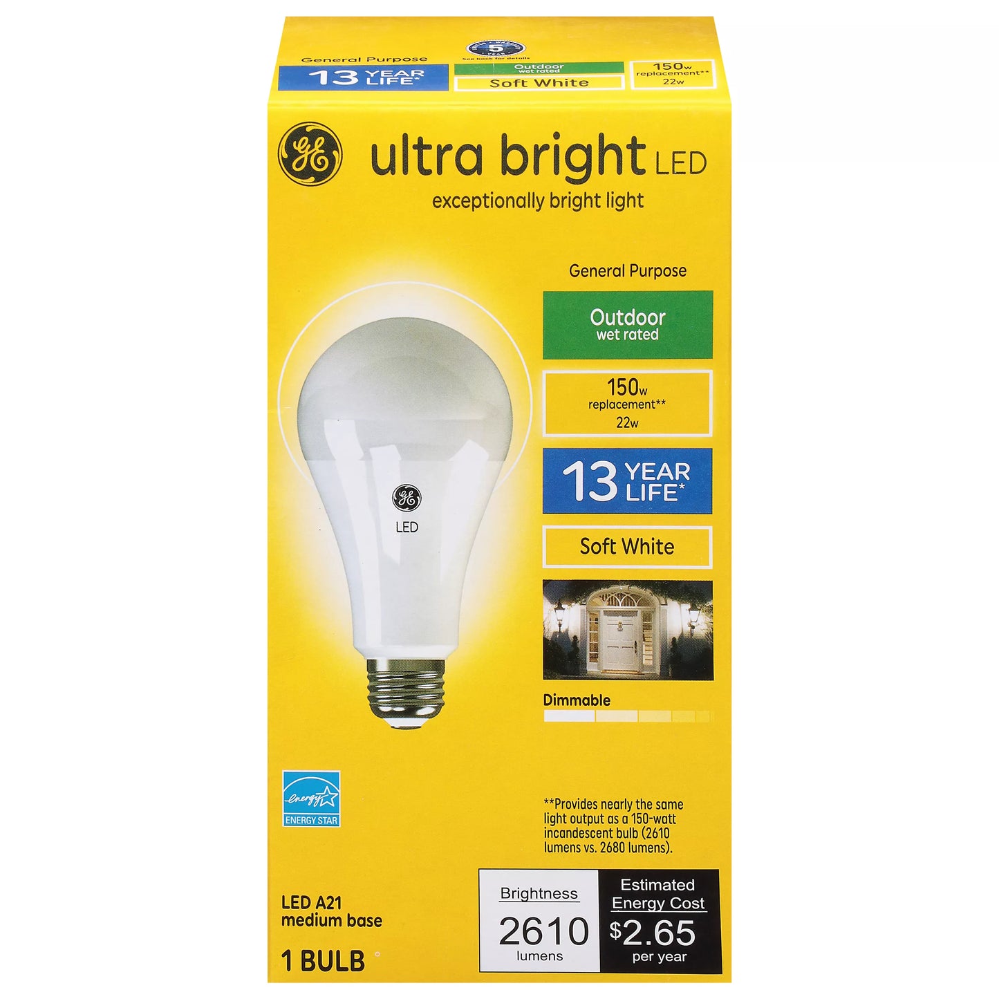 GE Ultra Bright Light Bulb, LED A21, Soft White, 22 Watts 1 each
