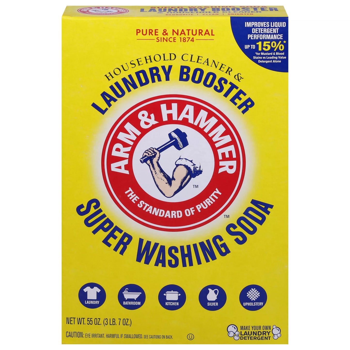 Arm & Hammer Household Cleaner & Laundry Booster, Super Washing Soda 55 ounce
