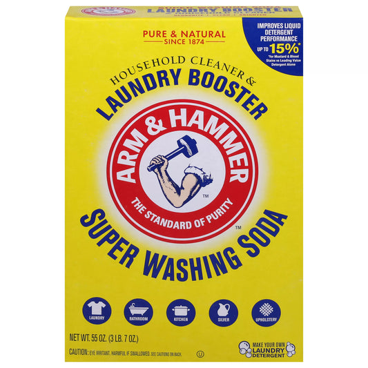 Arm & Hammer Household Cleaner & Laundry Booster, Super Washing Soda 55 ounce