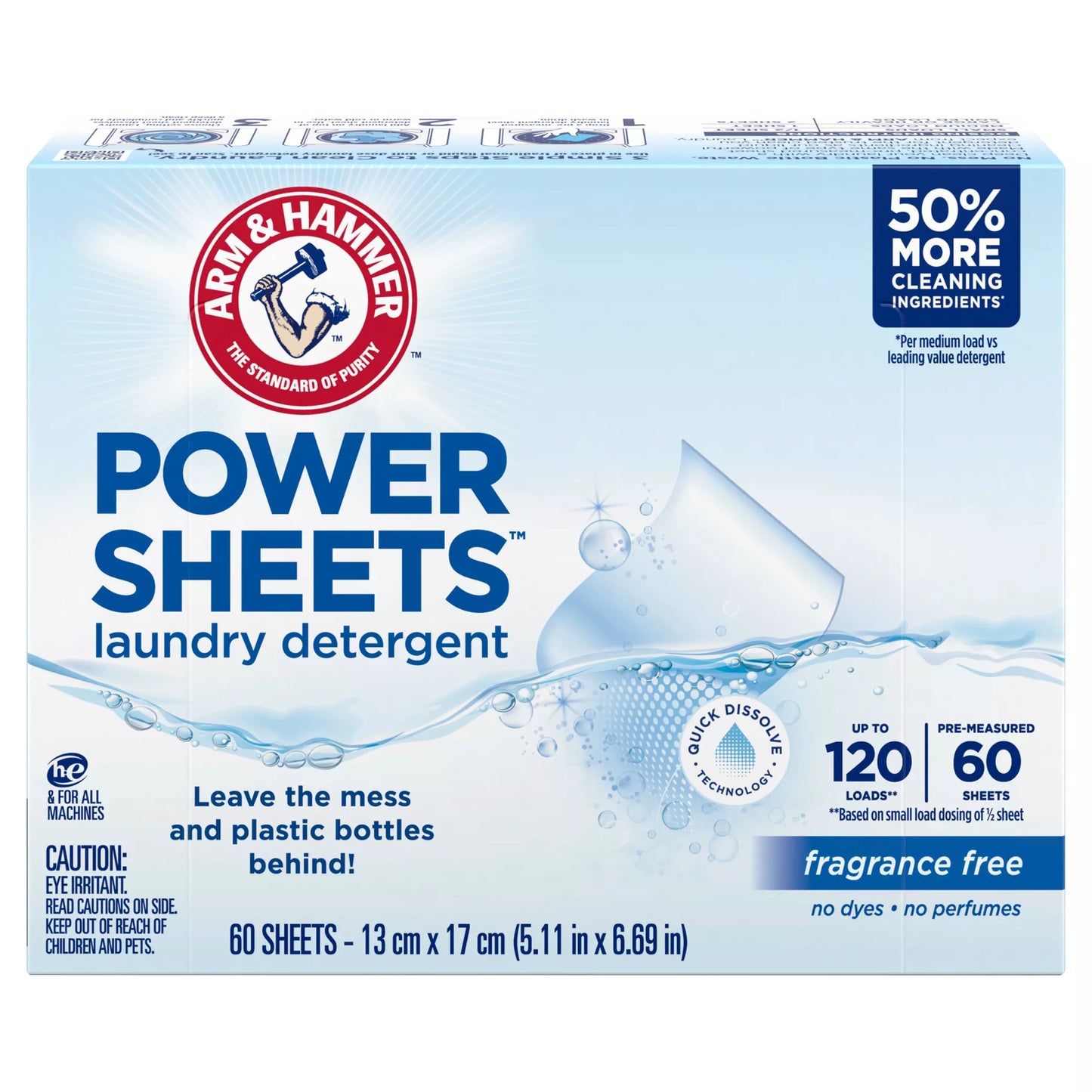 Arm & Hammer Power Sheets Fragrance Free Laundry Detergent 60 ct.