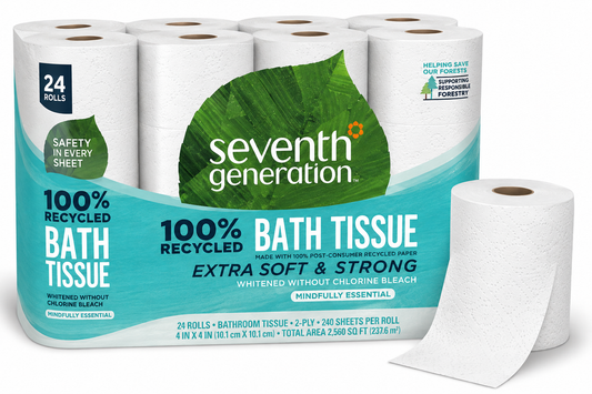 Seventh Generation 100% Recycled Bath Tissue, 2-Ply, 240 Sheets, 24 Rolls