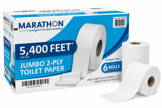 Marathon Jumbo Roll Bath Tissue, 2-Ply, 900 ft Rolls, 6 Rolls