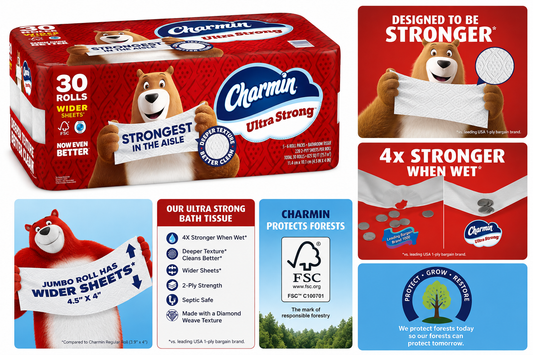 Charmin Ultra Strong Bath Tissue, 2-Ply, 220 Sheets, 30 Rolls