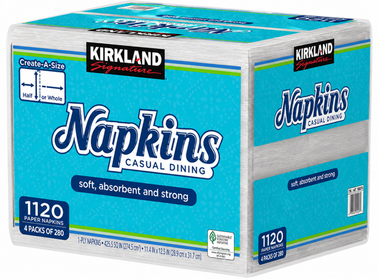 Kirkland Signature Napkins, 1-Ply, 280-count, 4-pack