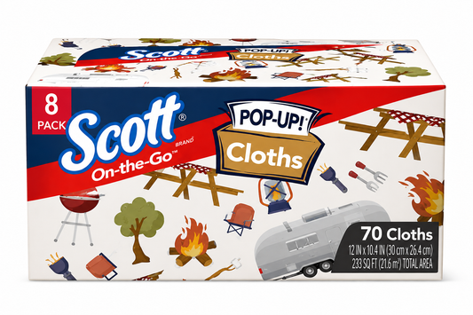 Scott On-The-Go Pop-Up Cloths, 70 Cloths, 8-count