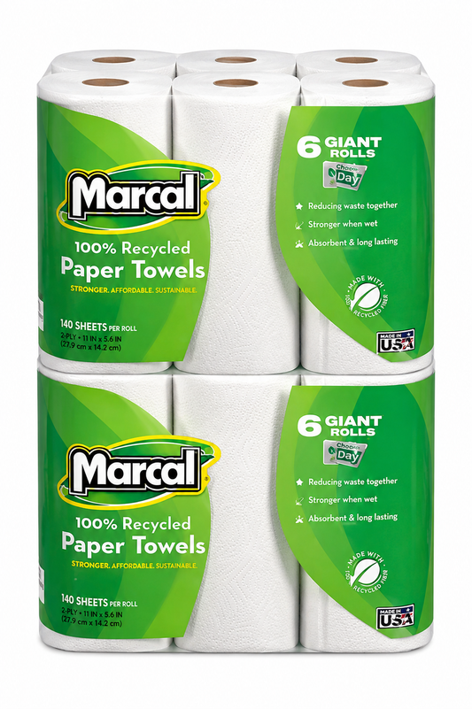 Marcal 100% Recycled Paper Towels, 2-Ply, 140 Sheets, 24 Rolls
