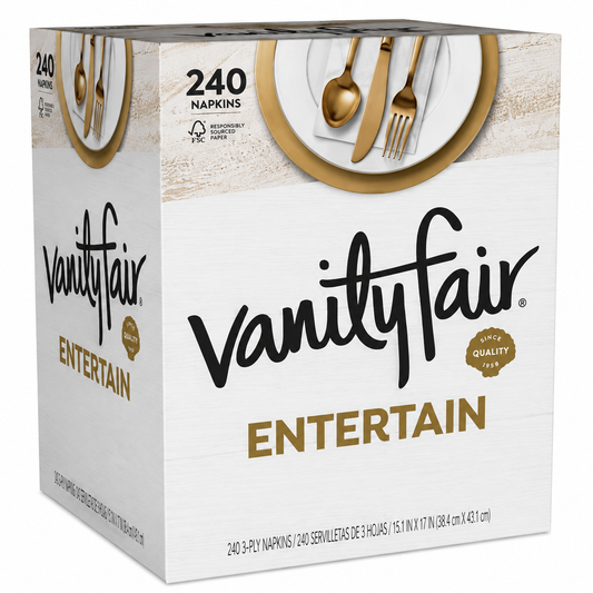 Vanity Fair Entertain White Paper Napkins, 3-ply, 60-count, 4-pack