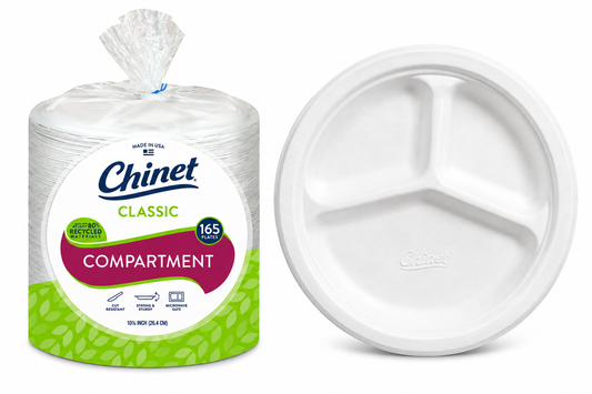 Chinet Classic Compartment 10-3/8" Paper Plate, 165-count
