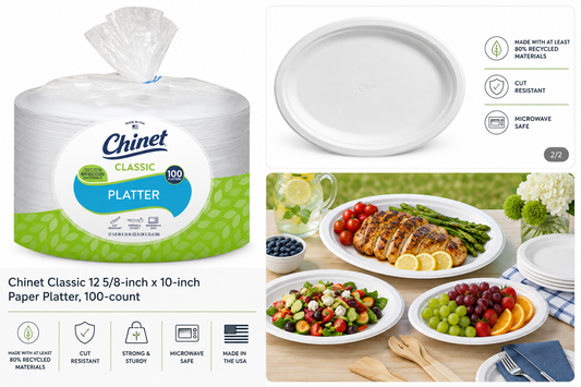 Chinet Classic 12-5/8" x 10" Paper Platter, 100-count