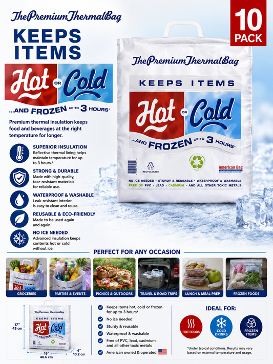 American Bag Hot Cold Thermal Bags, 10-Count