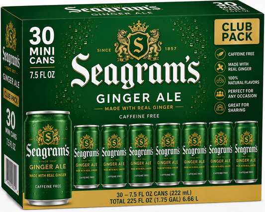 Seagram's Ginger Ale Mini Cans Club Pack (30 ct, 7.5 oz)