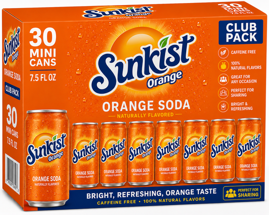 Sunkist Orange Soda Mini Cans Club Pack (30 ct, 7.5 oz)