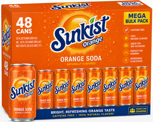 Sunkist Orange Soda Mega Bulk Pack (48 ct, 12 oz)