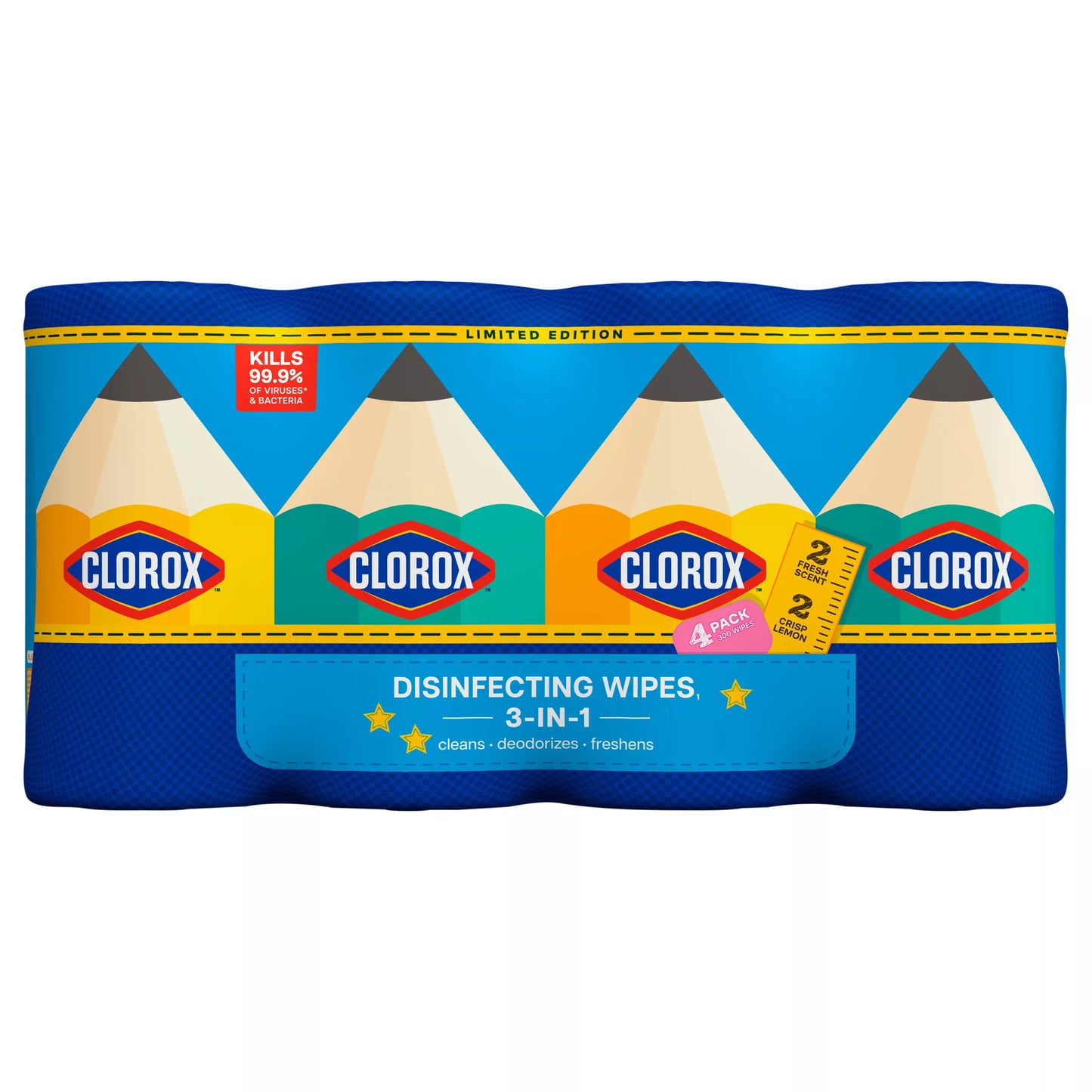 Clorox 3-in-1 Crisp Lemon/Fresh Scent Disinfecting Wipes 300 ct.
