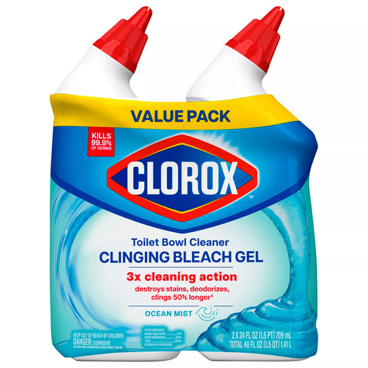 Clorox Clinging Bleach Gel Ocean Mist Toilet Bowl Cleaner Value Pack 48 fl. oz.