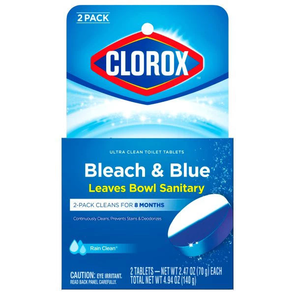 Clorox Toilet Tablets, Ultra Clean, Beach & Blue, Rain Clean, 2 Pack 4.94 ounce
