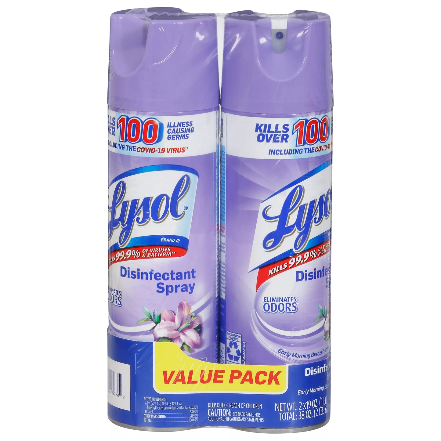Lysol Disinfectant Spray, Early Morning Breeze Scent, Value Pack 38 ounce
