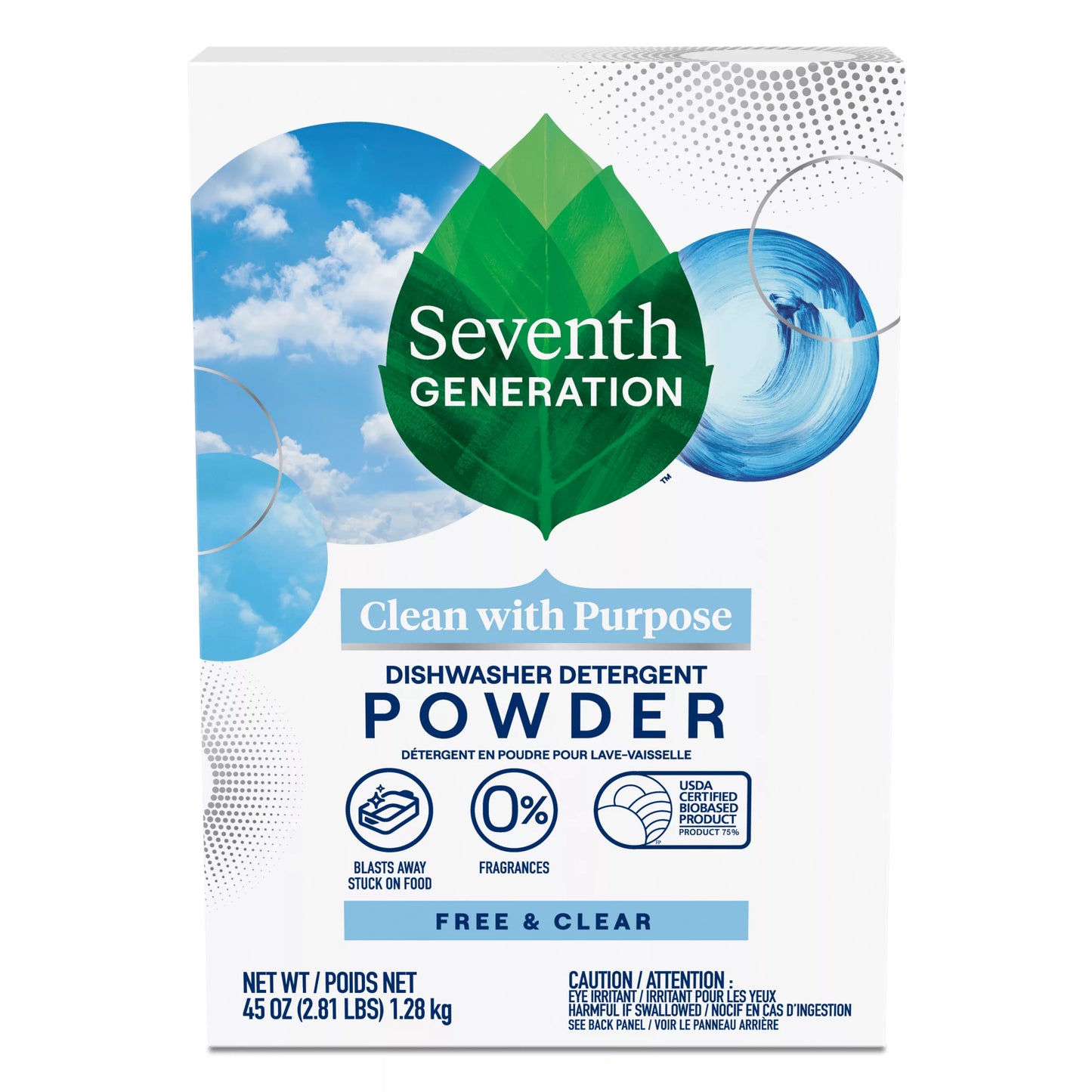 Seventh Generation Free & Clear Fragrance Free Dishwasher Detergent Powder 45 ounce