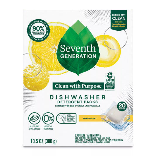 Seventh Generation Lemon Scent Dishwasher Detergent Packs 20 ct.