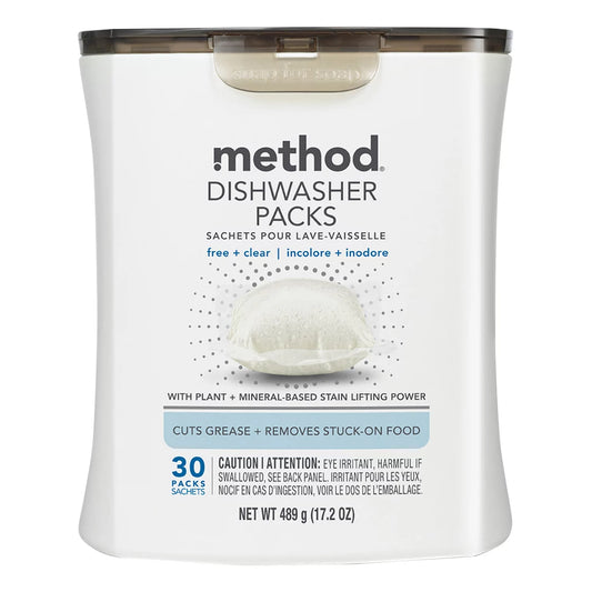 Method Dishwasher Packs, Free + Clear 30 ct.