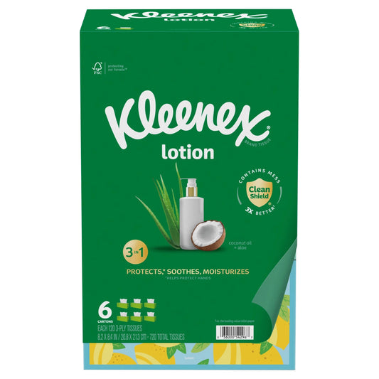 Kleenex Lotion 3-Ply 3 in 1 Coconut Oil + Aloe Tissues 720 ct.