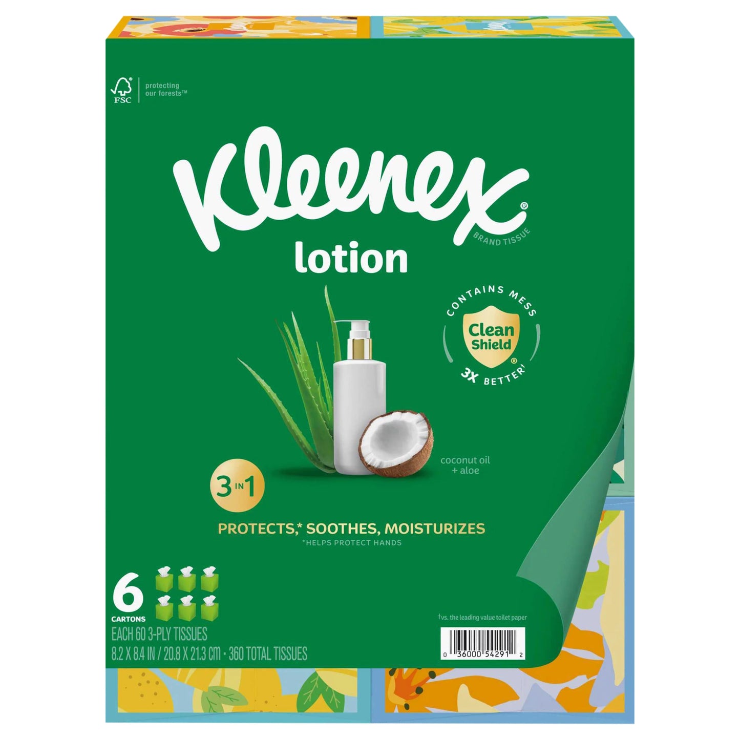 Kleenex Lotion 3-Ply 3 in 1 Coconut Oil + Aloe Tissues 360 ct.