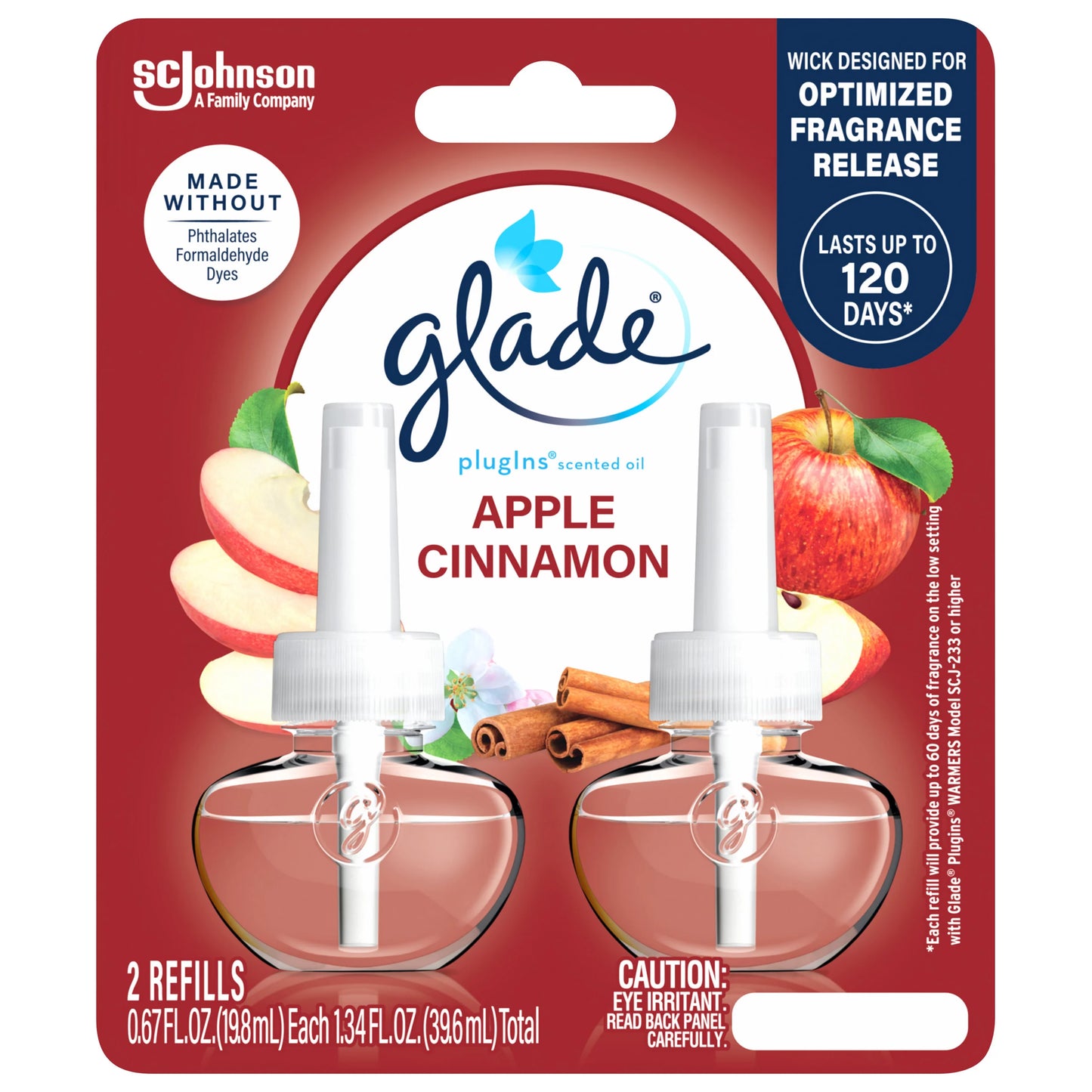 Glade PlugIns Scented Oil Refills, Apple Cinnamon 2 ct.