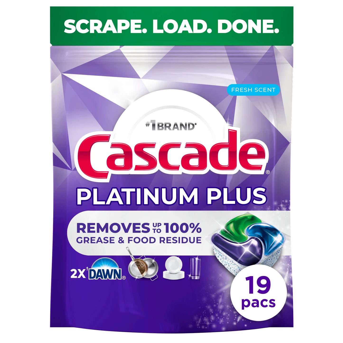 Cascade Platinum Plus Dishwasher Pods, Fresh 19 ct.