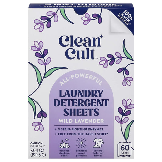 Cleancult Laundry Detergent Sheets, All-Powerful, Wild Lavender 60 ct.