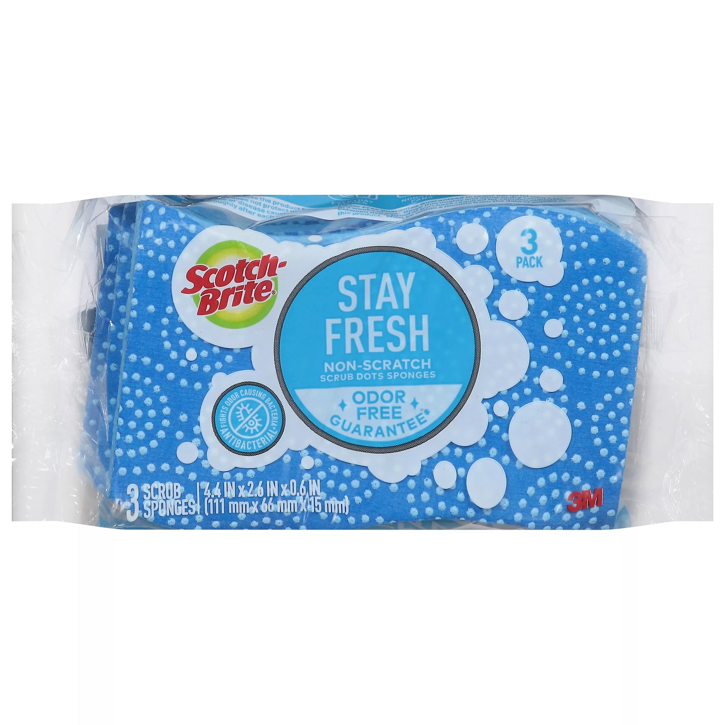 Scotch-Brite Scrub Sponges, Scrub Dots, Non-Scratch, Stay Fresh, 3 Pack 3 each