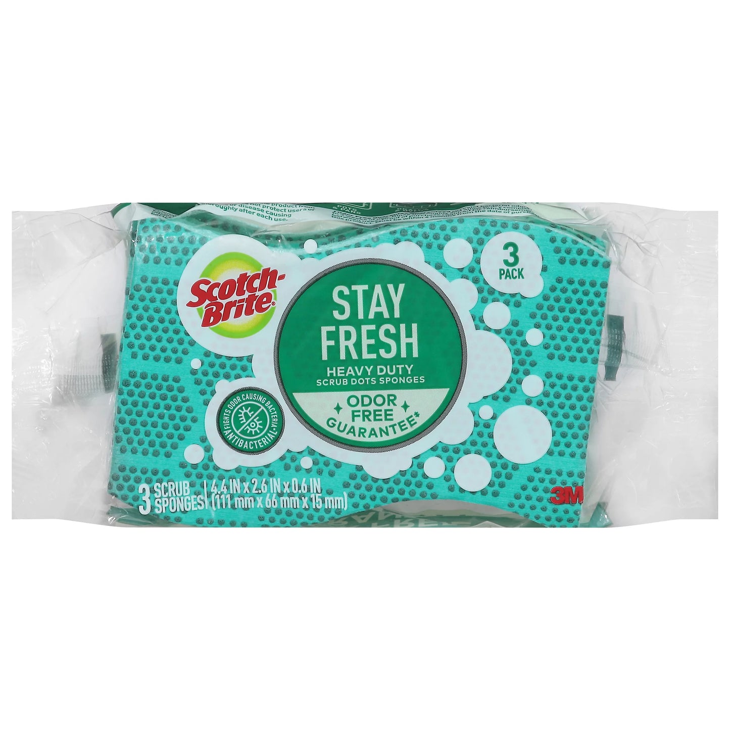 Scotch-Brite Scrub Sponges, Scrub Dots, Heavy Duty, Stay Fresh, 3 Pack 3 each
