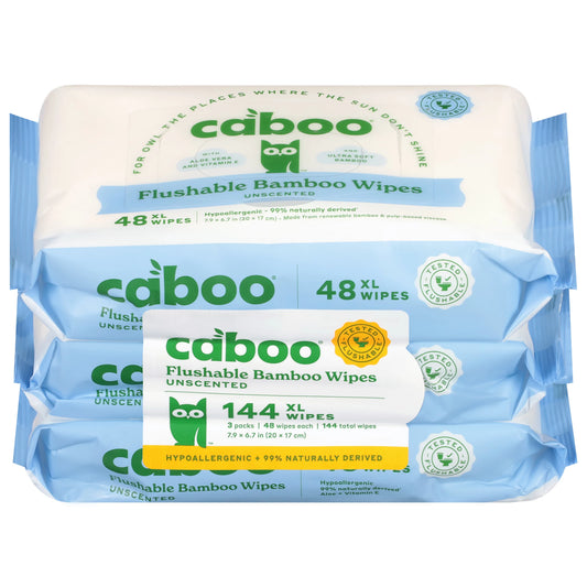 Caboo Flushable Unscented XL Bamboo Wipes 144 ct.
