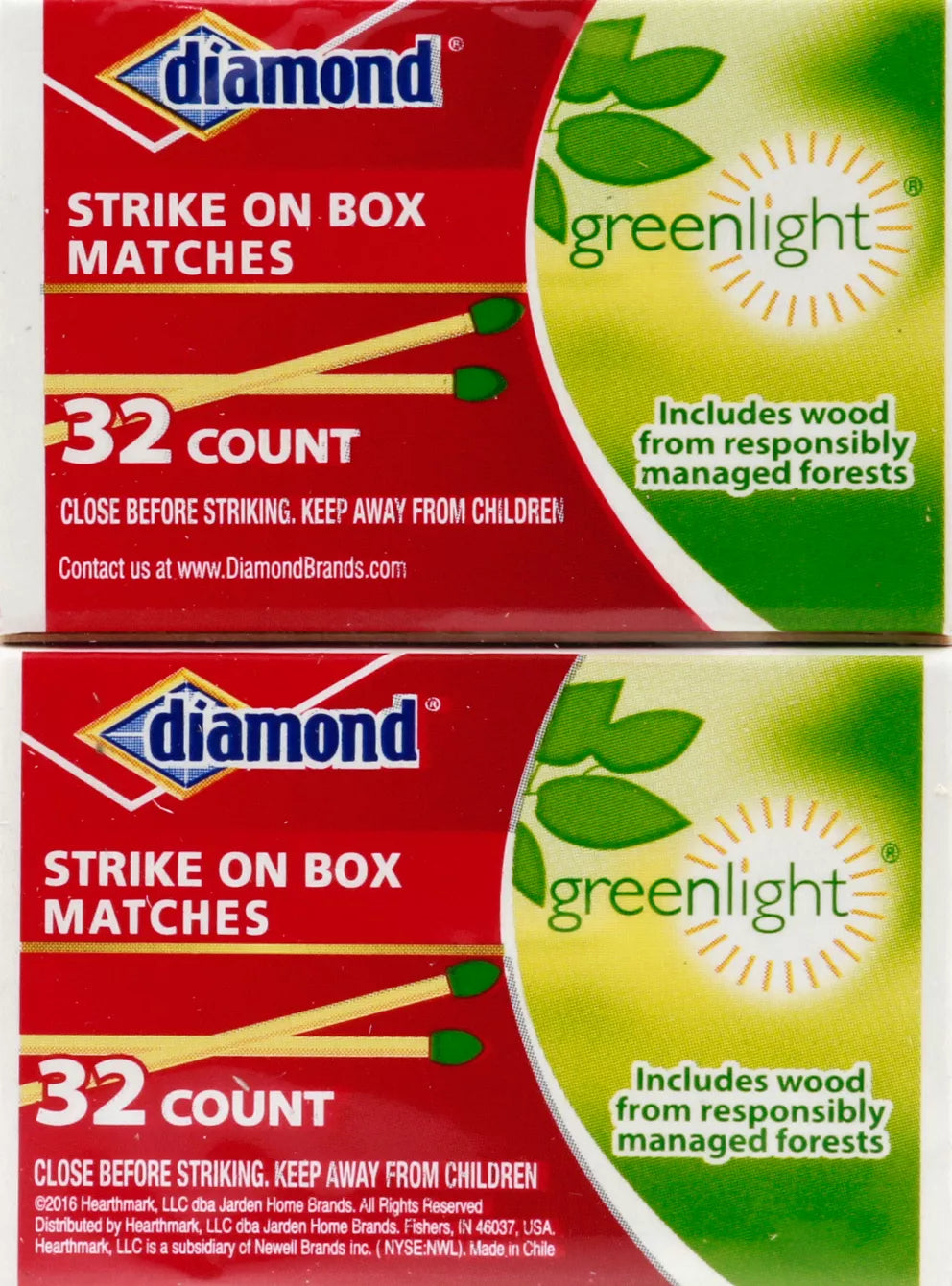 Diamond Greenlight Matches, Strike on Box 320 ct.