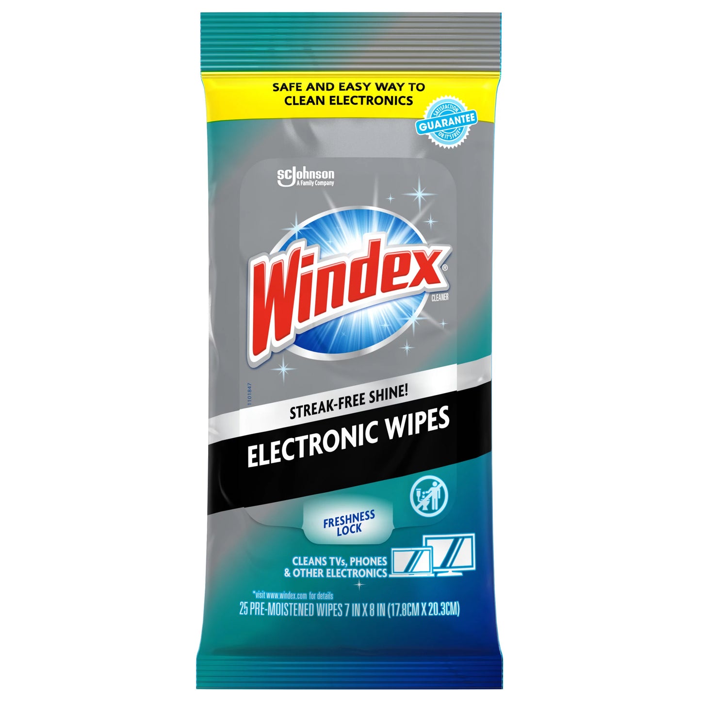 Windex Electronics Wipes, Pre-Moistened Screen Cleaning Wipes, Streak-free Shine, 25 Count 25 ct.
