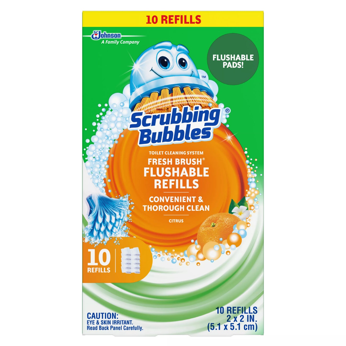 Scrubbing Bubbles Fresh Brush Pads, Flushable Toilet Cleaning System Refill, Citrus Scent, 10 Count 10 ct.