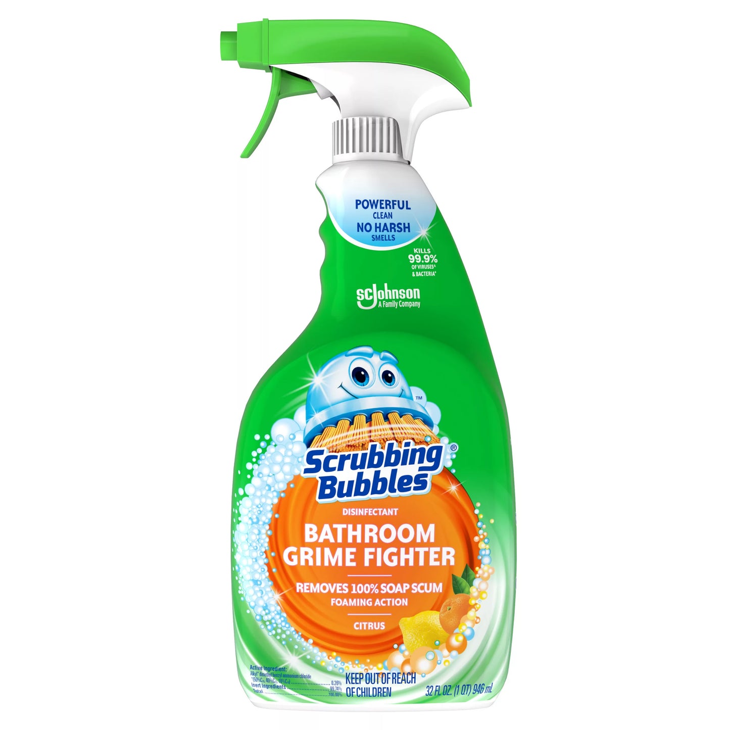 Scrubbing Bubbles Bathroom Grime Fighter Disinfectant Cleaner, Citrus Scent, 32oz 32 fl. oz.