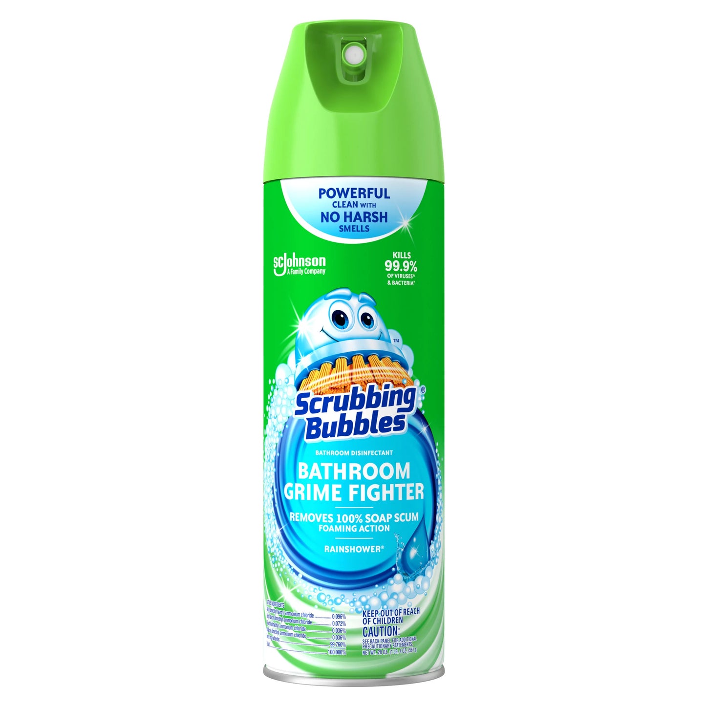 Scrubbing Bubbles Bathroom Grime Fighter Bathroom Cleaner, Aerosol Disinfectant Spray, Rainshower, 20 oz 20 ounce